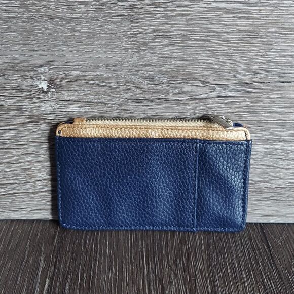 GAP Card Holder,  Coin Purse, Woman's Navy & Gold Wallet - Picture 2 of 8